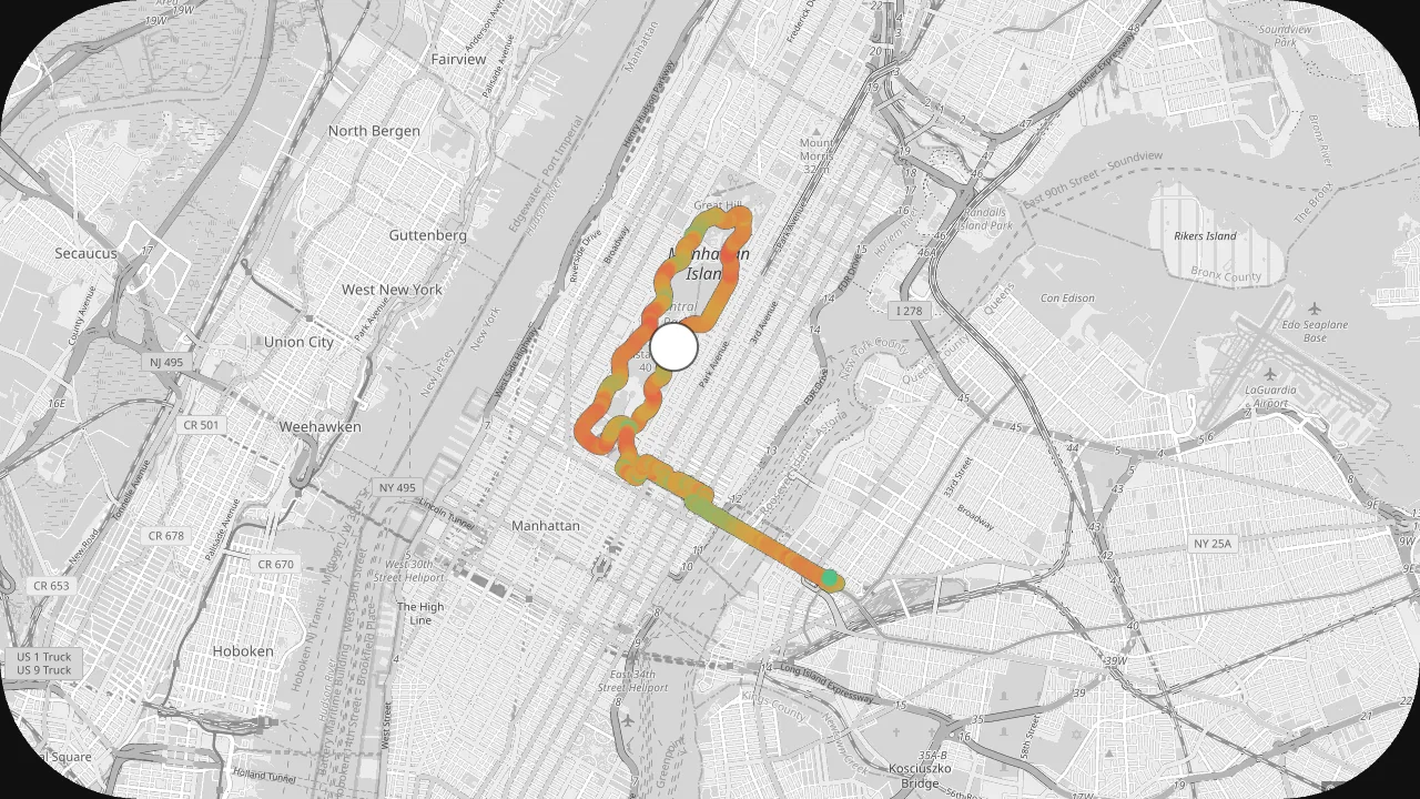 GaugeReel GPS Path gauge over the free built-in OSM Light basemap