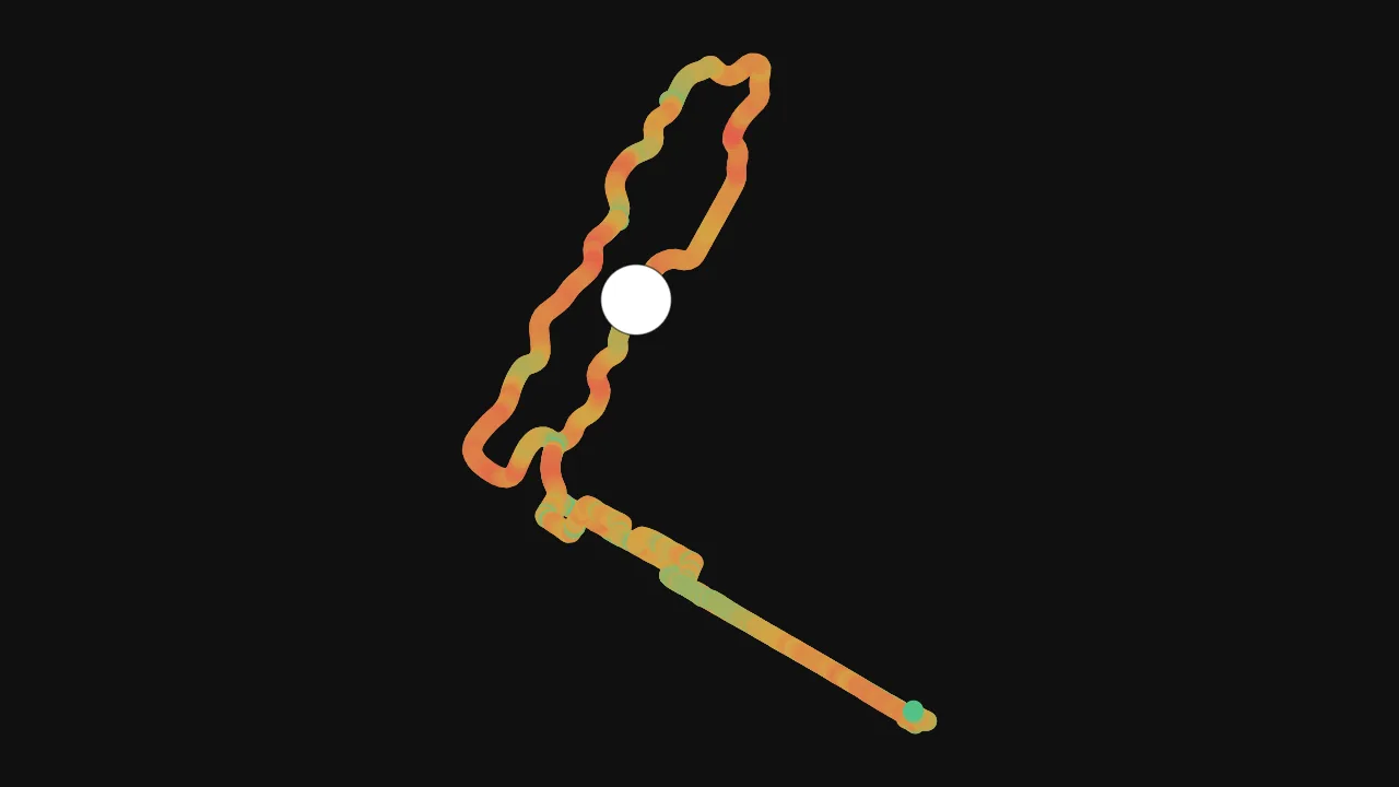 GaugeReel GPS Path gauge in tile-free vector mode: route and position marker on a transparent background