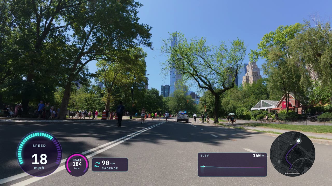 Neon look: gauges over a Central Park bike ride